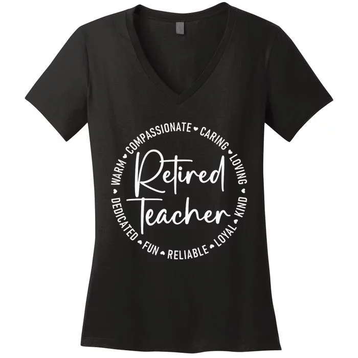 Retired Teacher White Women's V-Neck T-Shirt