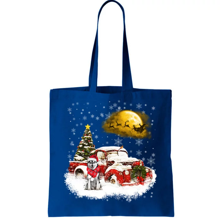 Red Truck Xmas Tree Husky Dog Merry Christmas Cool Gift Tote Bag