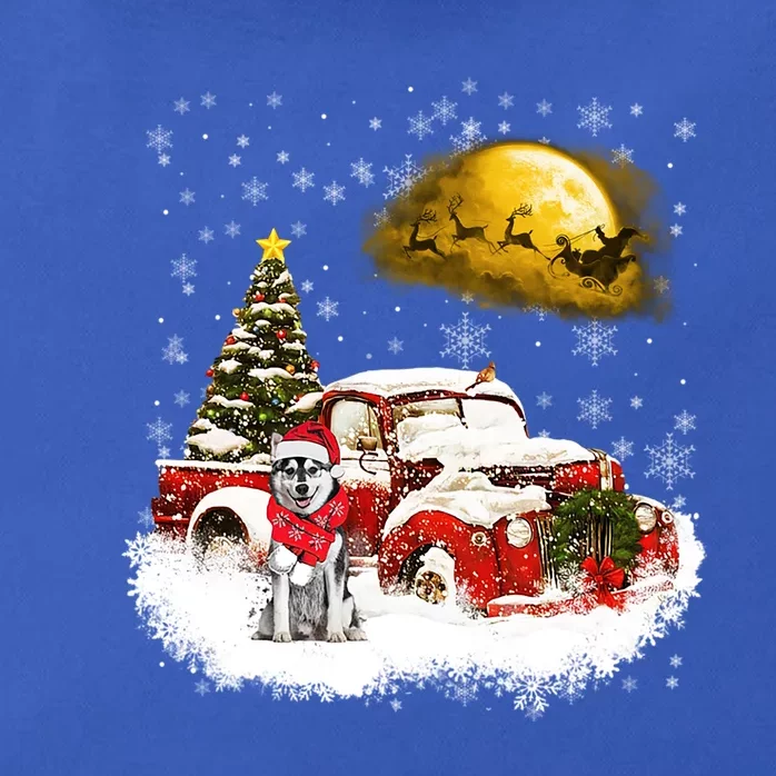 Red Truck Xmas Tree Husky Dog Merry Christmas Cool Gift Zip Tote Bag