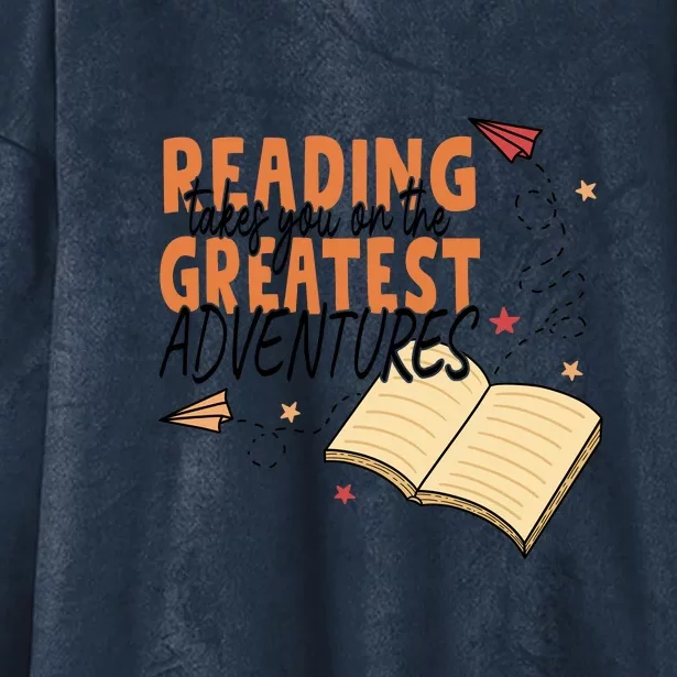 Reading Takes You On The Greatest Adventures Reading Books Gift Cute Reading Hooded Wearable Blanket