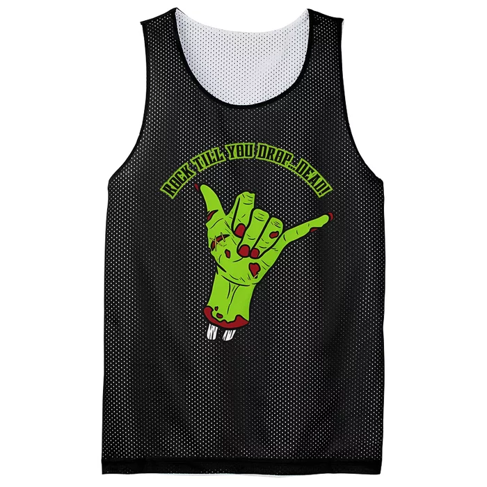 Rock Till You Drop Dead Zombie Hand Spooky Halloween Mesh Reversible Basketball Jersey Tank