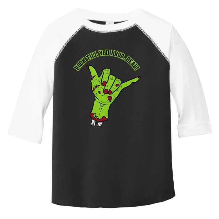 Rock Till You Drop Dead Zombie Hand Spooky Halloween Toddler Fine Jersey T-Shirt