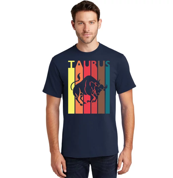 Retro Taurus Zodiac Sign April May Birthday Gift Taurus Tall T-Shirt