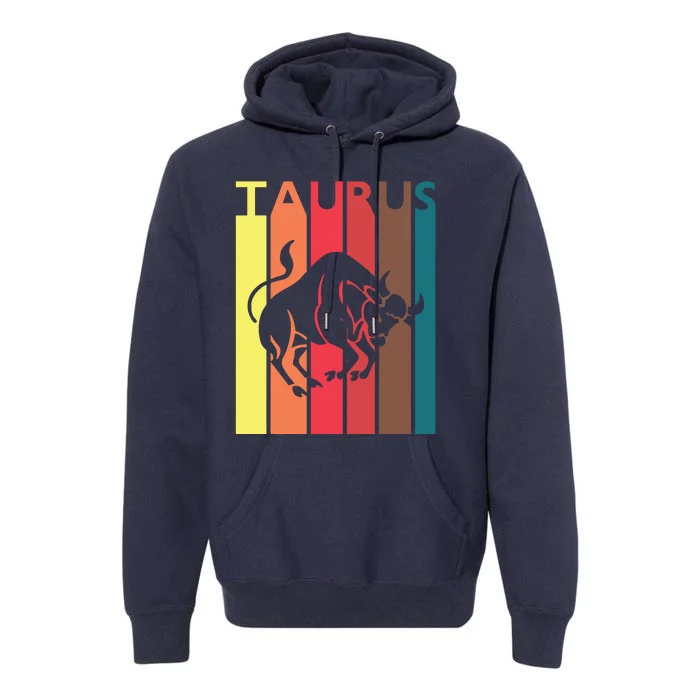 Retro Taurus Zodiac Sign April May Birthday Gift Taurus Premium Hoodie