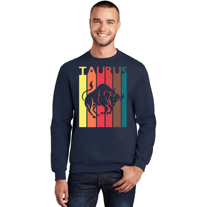 Retro Taurus Zodiac Sign April May Birthday Gift Taurus Tall Sweatshirt