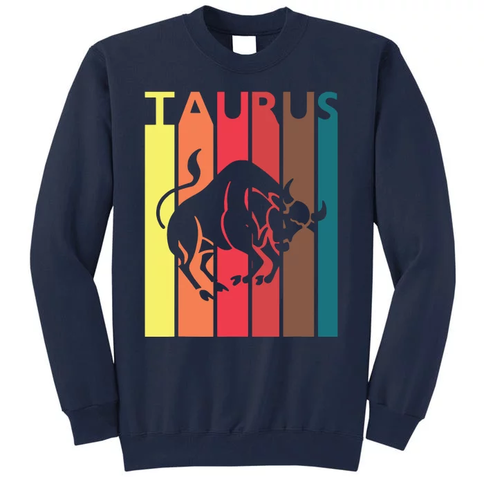 Retro Taurus Zodiac Sign April May Birthday Gift Taurus Tall Sweatshirt