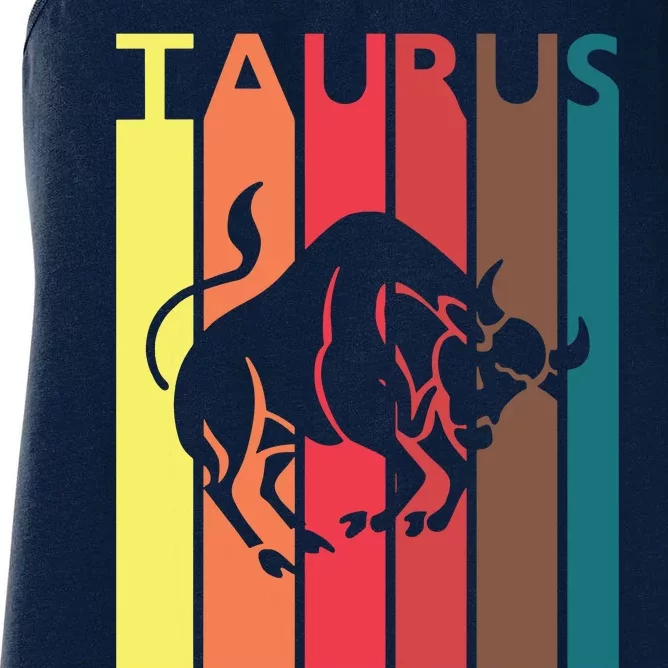 Retro Taurus Zodiac Sign April May Birthday Gift Taurus Women's Racerback Tank