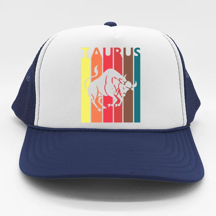 Retro Taurus Zodiac Sign April May Birthday Gift Taurus Trucker Hat