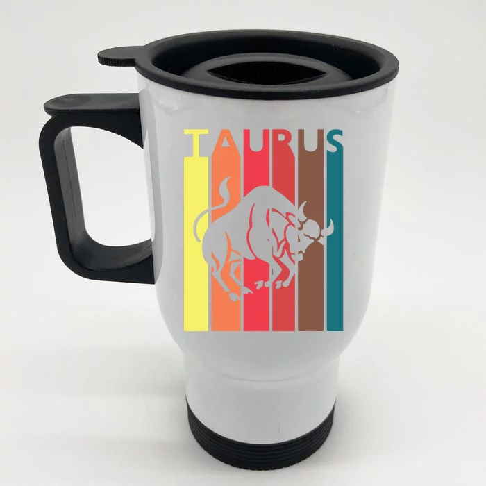 Retro Taurus Zodiac Sign April May Birthday Gift Taurus Front & Back Stainless Steel Travel Mug