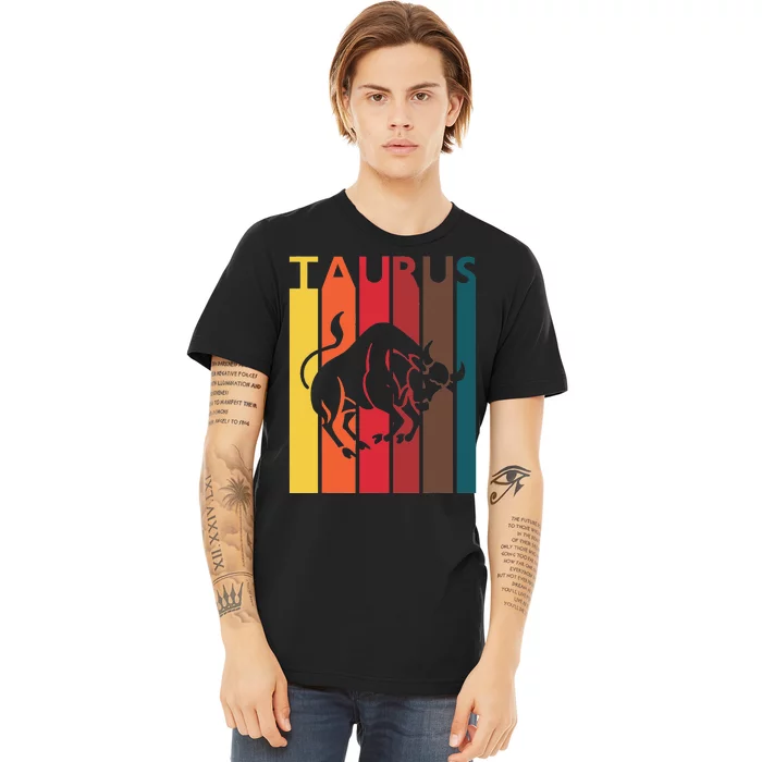 Retro Taurus Zodiac Sign April May Birthday Gift Taurus Premium T-Shirt