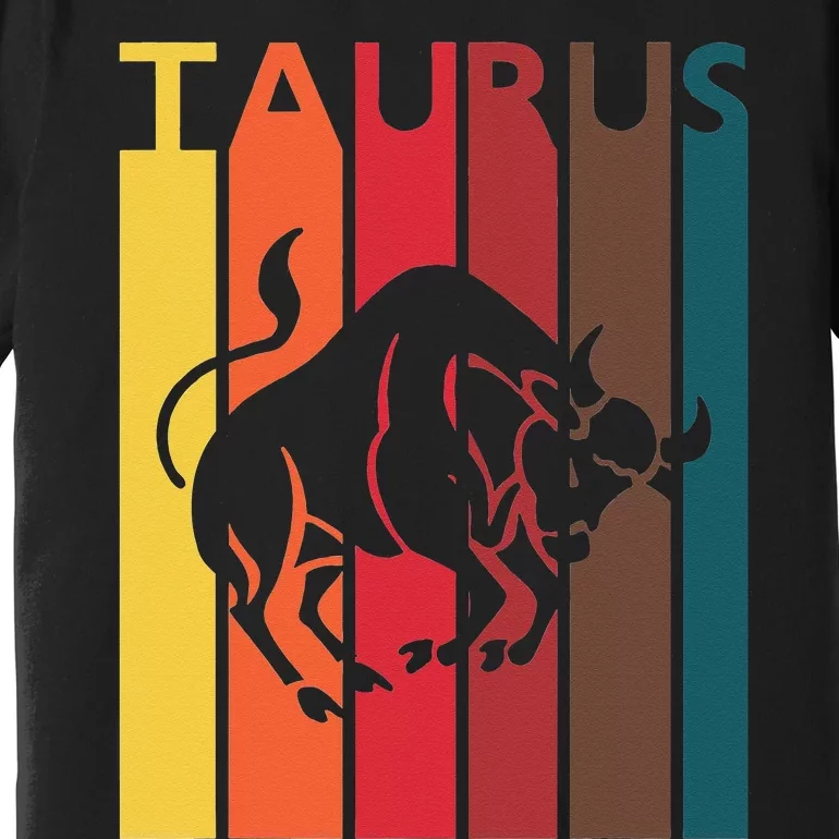 Retro Taurus Zodiac Sign April May Birthday Gift Taurus Premium T-Shirt