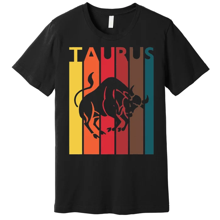 Retro Taurus Zodiac Sign April May Birthday Gift Taurus Premium T-Shirt