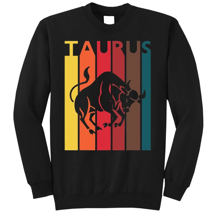 Retro Taurus Zodiac Sign April May Birthday Gift Taurus Tall Sweatshirt