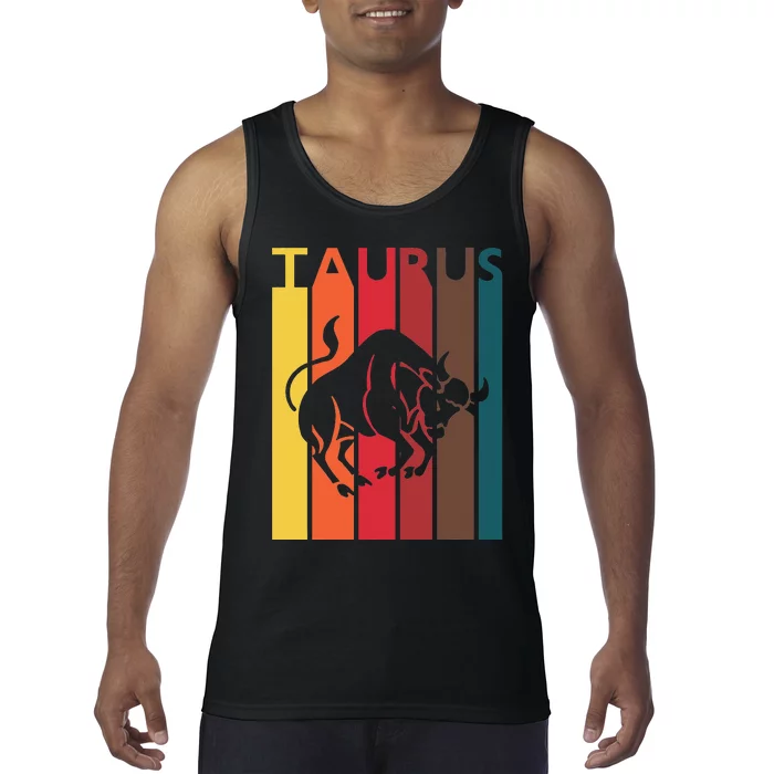 Retro Taurus Zodiac Sign April May Birthday Gift Taurus Tank Top