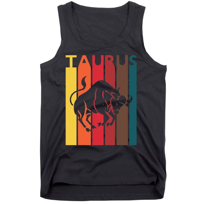 Retro Taurus Zodiac Sign April May Birthday Gift Taurus Tank Top