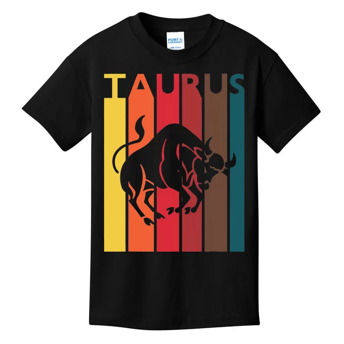 Retro Taurus Zodiac Sign April May Birthday Gift Taurus Kids T-Shirt