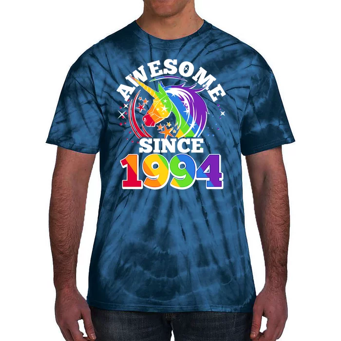 Rainbow Unicorn Awesome Since 1994 30th Birthday Tie-Dye T-Shirt