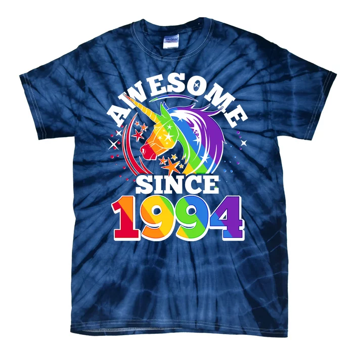 Rainbow Unicorn Awesome Since 1994 30th Birthday Tie-Dye T-Shirt