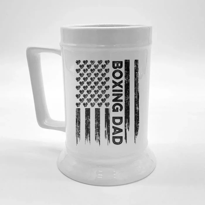 Retro Usa American Flag Boxing Dad Patriotic Fathers Day Gift Front & Back Beer Stein