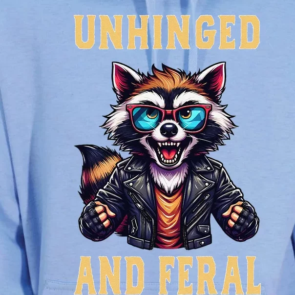 Raccoon Unhinged And Feral Retro Funny Raccoon Feral Summer Unisex Surf Hoodie