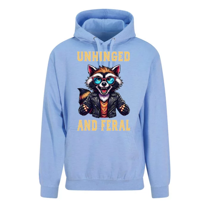 Raccoon Unhinged And Feral Retro Funny Raccoon Feral Summer Unisex Surf Hoodie