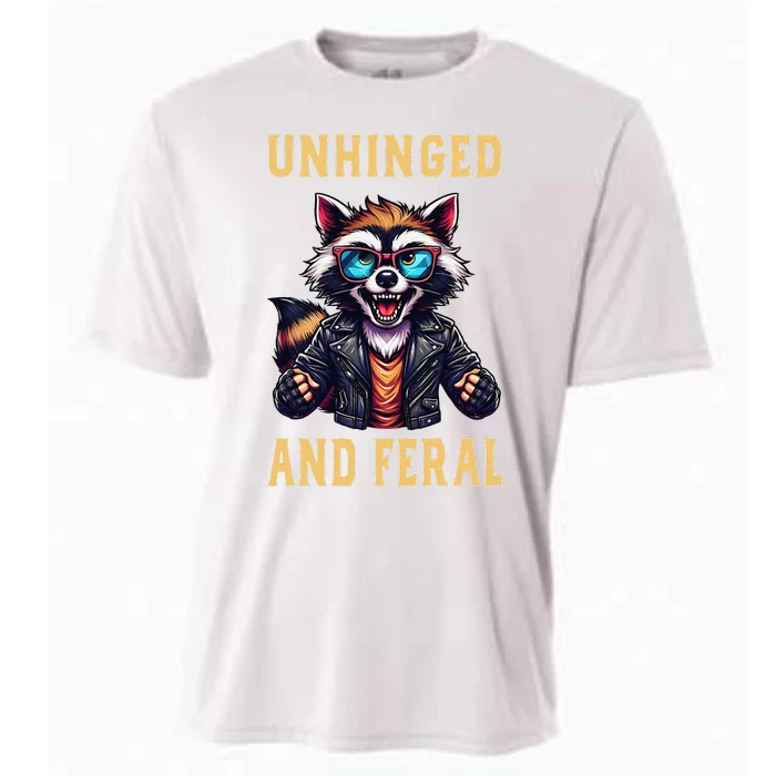 Raccoon Unhinged And Feral Retro Funny Raccoon Feral Summer Cooling Performance Crew T-Shirt