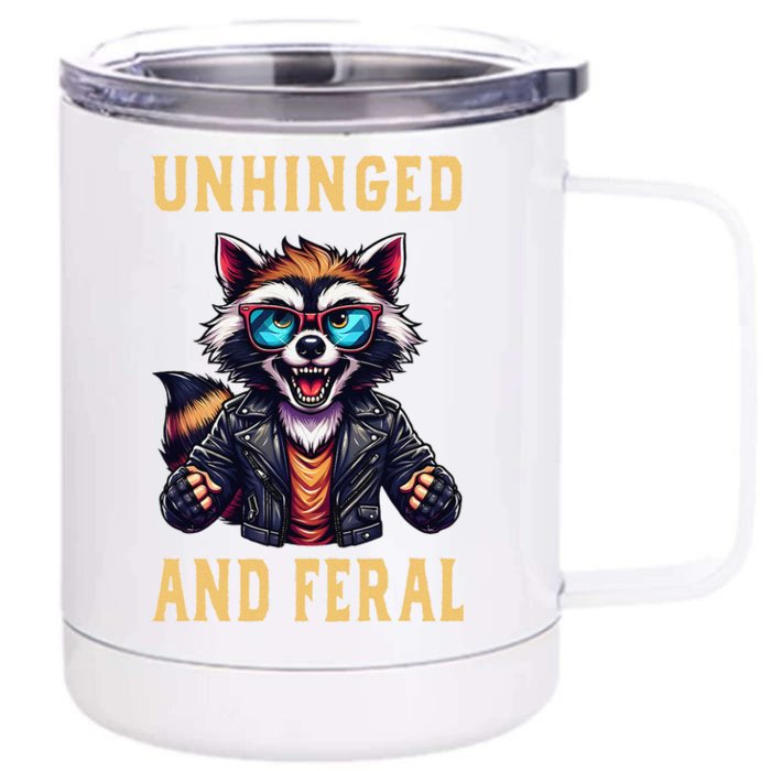 Raccoon Unhinged And Feral Retro Funny Raccoon Feral Summer Front & Back 12oz Stainless Steel Tumbler Cup