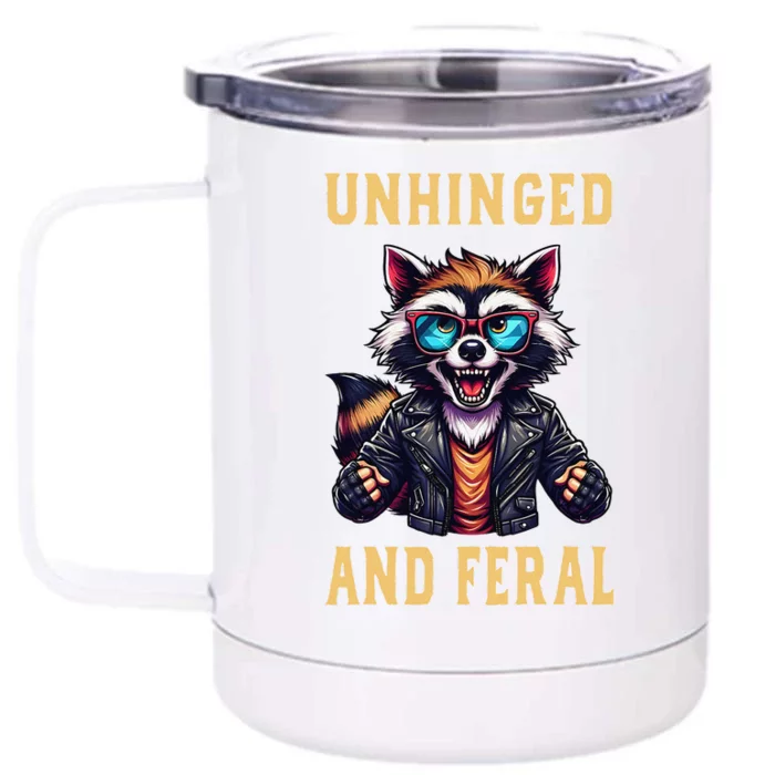 Raccoon Unhinged And Feral Retro Funny Raccoon Feral Summer Front & Back 12oz Stainless Steel Tumbler Cup