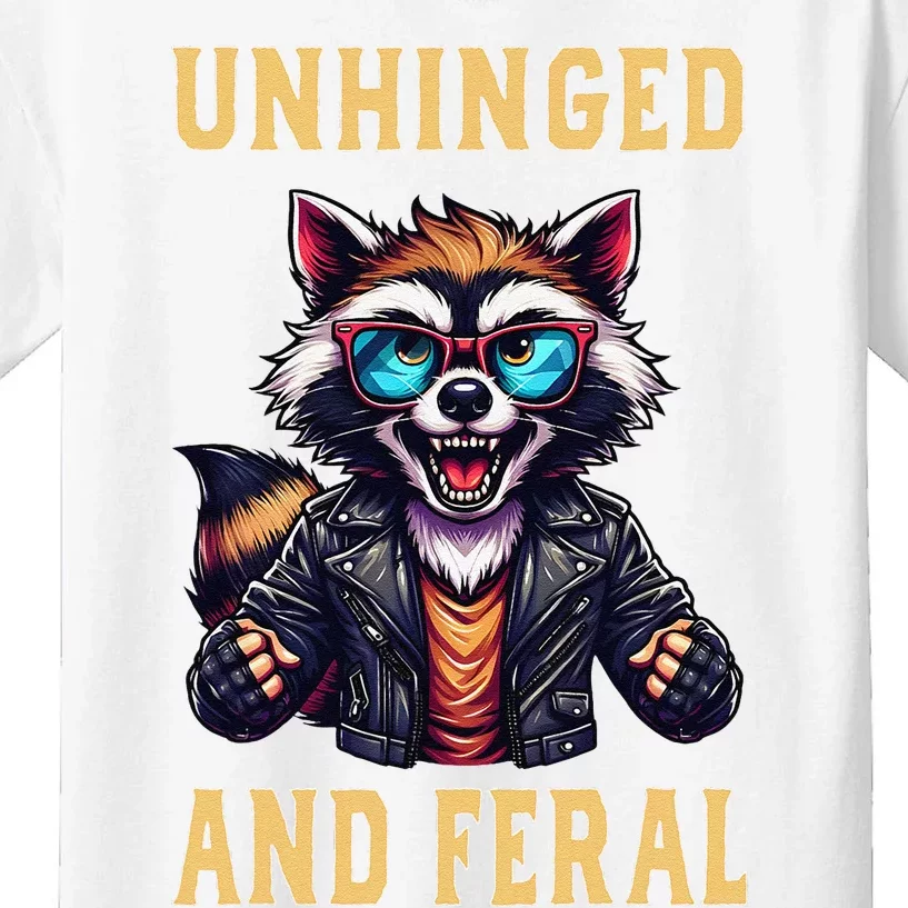 Raccoon Unhinged And Feral Retro Funny Raccoon Feral Summer Kids T-Shirt