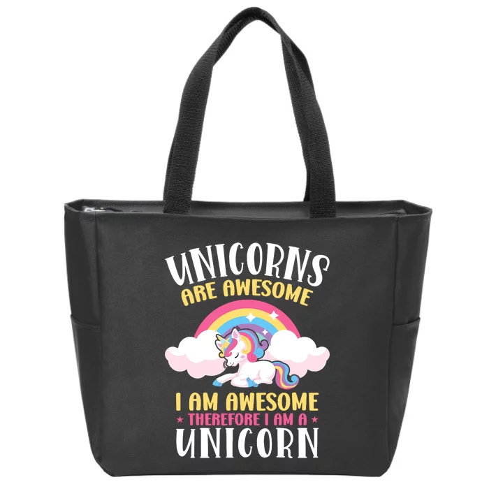 Rainbow Unicorn Are Awesome Zip Tote Bag