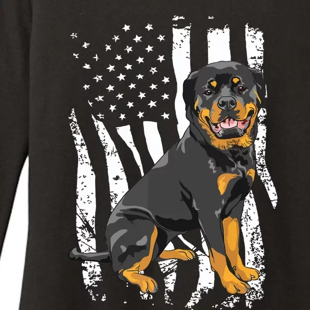 Rottweiler USA American Flag Puppy Lover Dog Breeder Womens CVC Long Sleeve Shirt