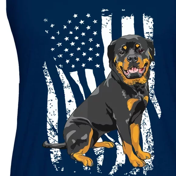 Rottweiler USA American Flag Puppy Lover Dog Breeder Ladies Essential Flowy Tank