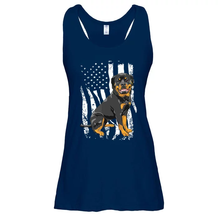 Rottweiler USA American Flag Puppy Lover Dog Breeder Ladies Essential Flowy Tank