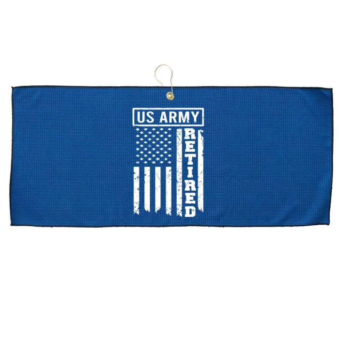 Retired US Army American Flag Retirement Large Microfiber Waffle Golf Towel