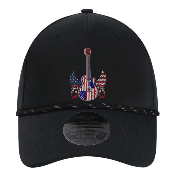 Retro Usa American Flag Guitar Rock On Patriotic 4th Of July Gift Performance The Dyno Cap