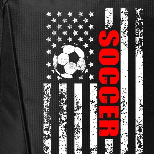 Retro Us American Flag Soccer Patriotic Soccer City Backpack