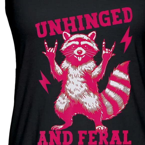 Raccoon Unhinged And Feral Retro Feral Summer Trash Panda Ladies Essential Flowy Tank