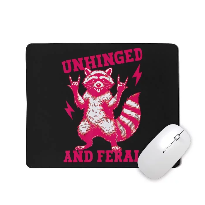 Raccoon Unhinged And Feral Retro Feral Summer Trash Panda Mousepad