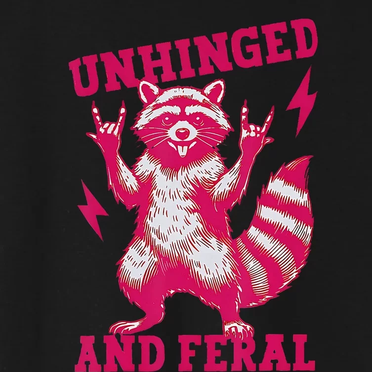 Raccoon Unhinged And Feral Retro Feral Summer Trash Panda Women's Crop Top Tee