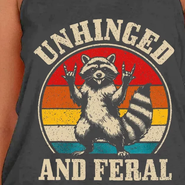 Raccoon Unhinged And Feral Retro Funny Raccoon Feral Summer Women's Knotted Racerback Tank