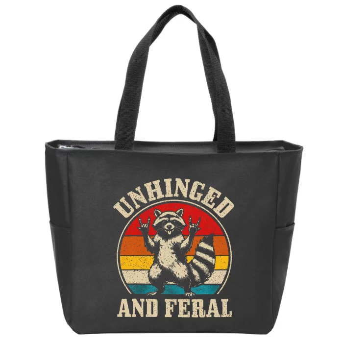 Raccoon Unhinged And Feral Retro Funny Raccoon Feral Summer Zip Tote Bag