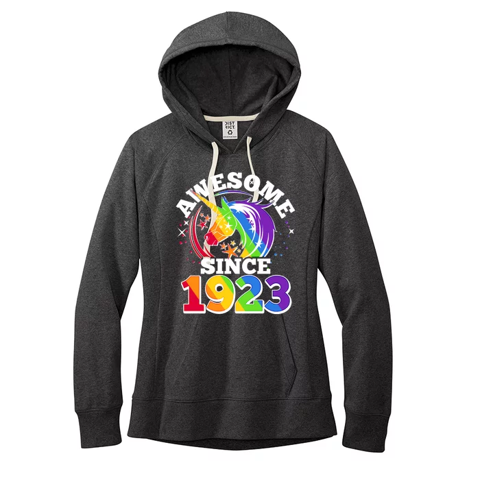 Rainbow Unicorn Awesome Since 1923 100th Birthday Women's Fleece Hoodie