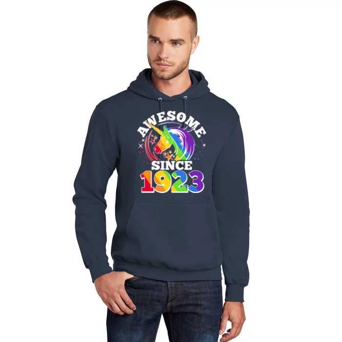 Rainbow Unicorn Awesome Since 1923 100th Birthday Hoodie