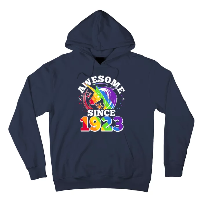 Rainbow Unicorn Awesome Since 1923 100th Birthday Hoodie