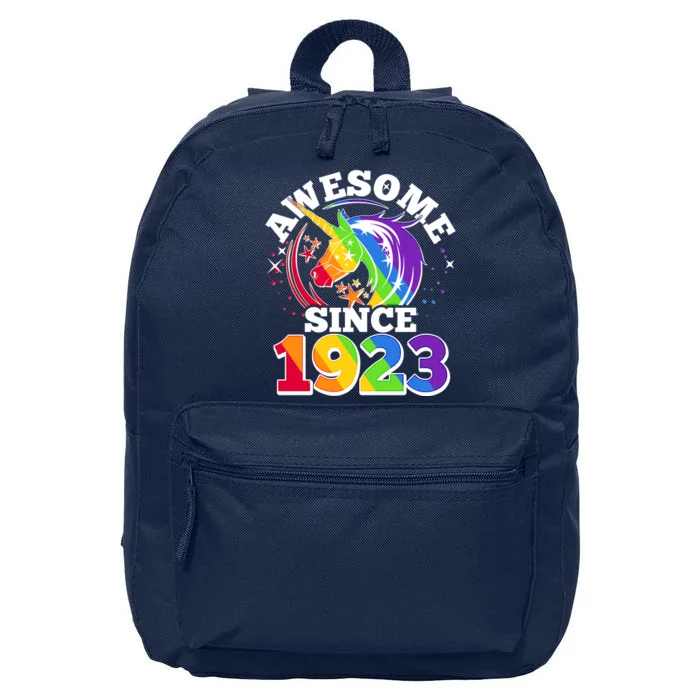 Rainbow Unicorn Awesome Since 1923 100th Birthday 16 in Basic Backpack