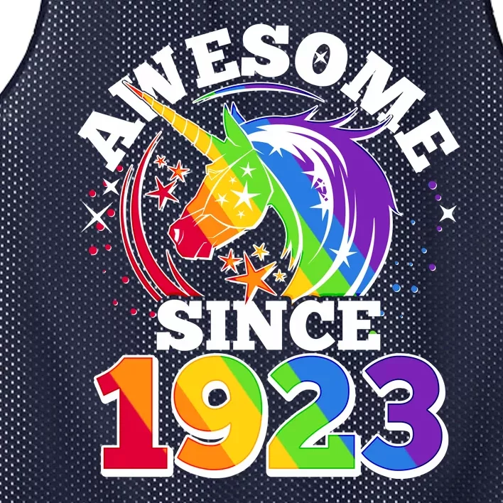 Rainbow Unicorn Awesome Since 1923 100th Birthday Mesh Reversible Basketball Jersey Tank