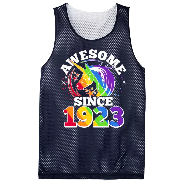 Rainbow Unicorn Awesome Since 1923 100th Birthday Mesh Reversible Basketball Jersey Tank