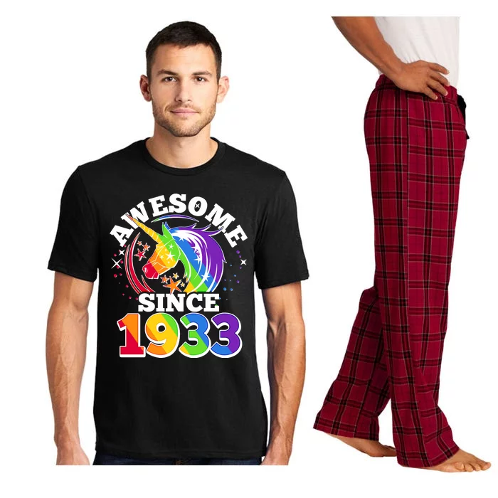 Rainbow Unicorn Awesome Since 1933 90th Birthday Pajama Set