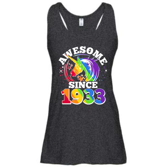 Rainbow Unicorn Awesome Since 1933 90th Birthday Ladies Essential Flowy Tank