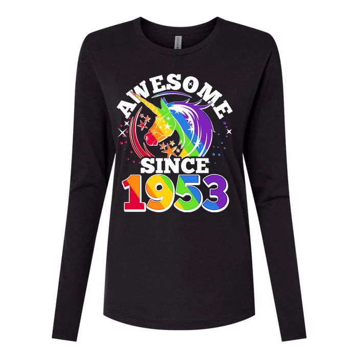 Rainbow Unicorn Awesome Since 1953 70th Birthday Womens Cotton Relaxed Long Sleeve T-Shirt